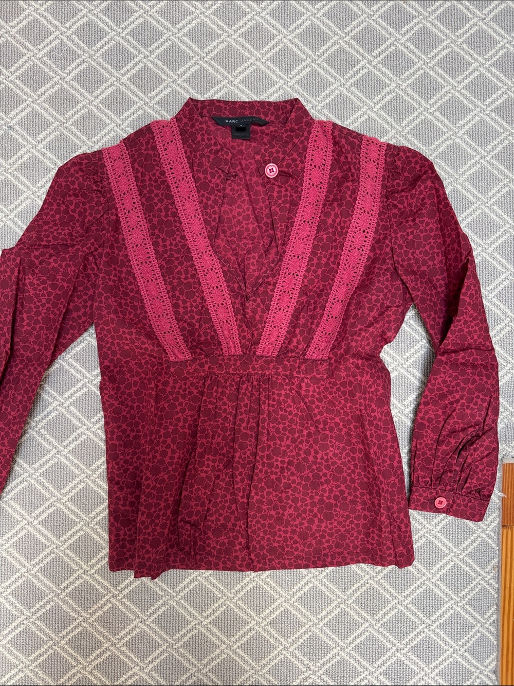 Marc Jacobs Burgundy Top with Pink Lace Inset